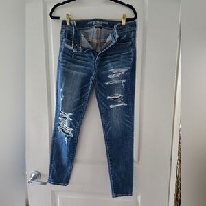 American Eagle Outfitters Ripped Blue Skinny Jeans